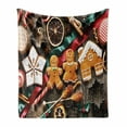 thumbnail image 1 of Gingerbread Man Soft Flannel Fleece Throw Blanket, Delicious Homemade Cookies Dried Fruits and Bakery Tools Rustic, Cozy Plush for Indoor and Outdoor Use, 70" x 90", Multicolor, by Ambesonne, 1 of 6