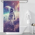 thumbnail image 3 of Astronauts in Space Shower Curtain for Bathroom with 12Hooks, Polyester Fabric Thick Shower Curtain Washable Waterproof Curtain, 3 of 8
