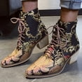 thumbnail image 2 of NOKIO Trendy Women'S Ankle Booties Women'S Retro Ankle Boots With A Pointed Toe Retro Women Square Heel Embroidery Suede Boots Lace-Up Boots Pointed Toe Shoes Women'S Chic Ankle Booties, 2 of 9