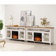 thumbnail image 3 of WAMPAT Farmhouse TV Stand with 18'' Electric Fireplace, Highboy Wood Media Entertainment Center with Glass Door, Storage Cabinet Console Table for TVs Up to 110 Inches TV,White, 3 of 9