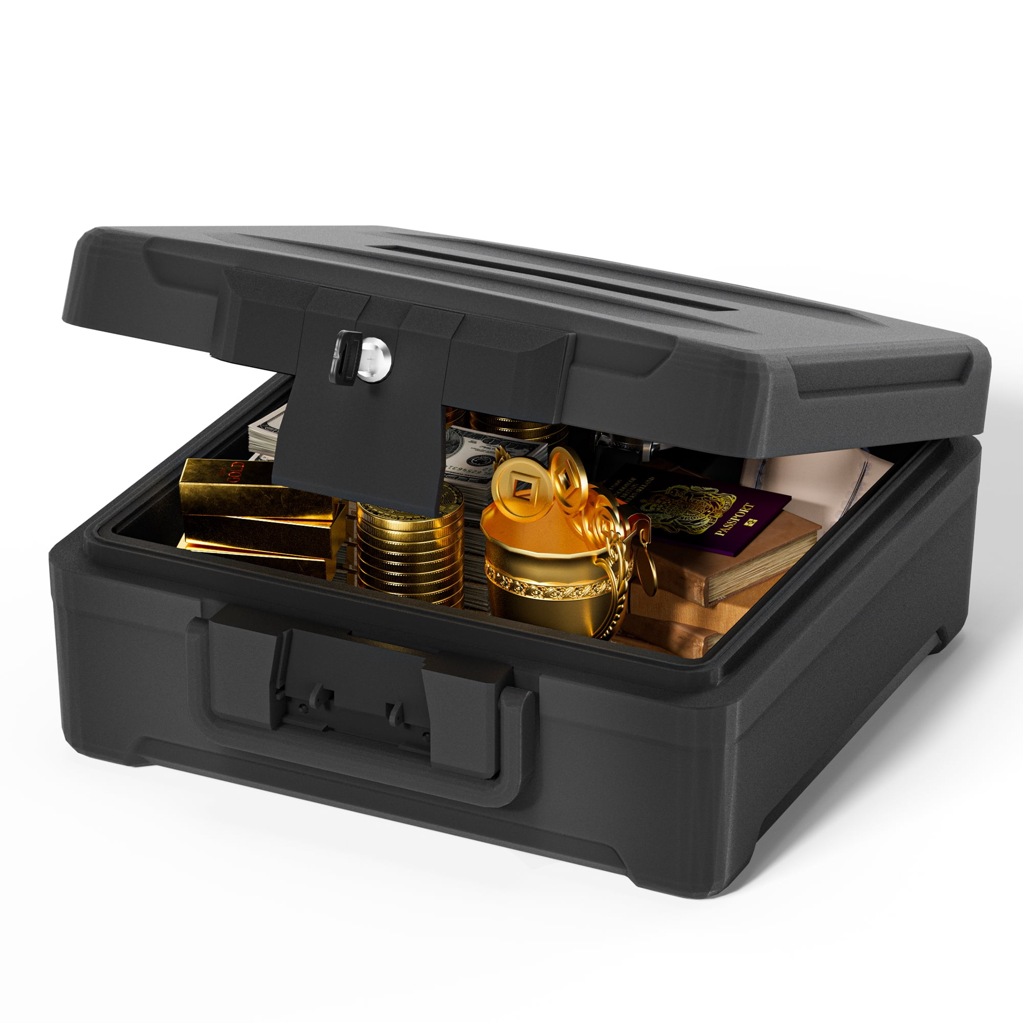 MUTAK Fire-Resistant Box Safe and Water-Resistant Safe with Key Lock, 10.5 Cu. ft., Black