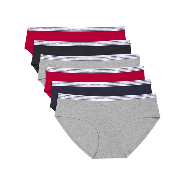 Braguitas Tommy Hilfiger de algodón para mujer, paquete de 6, talla XL