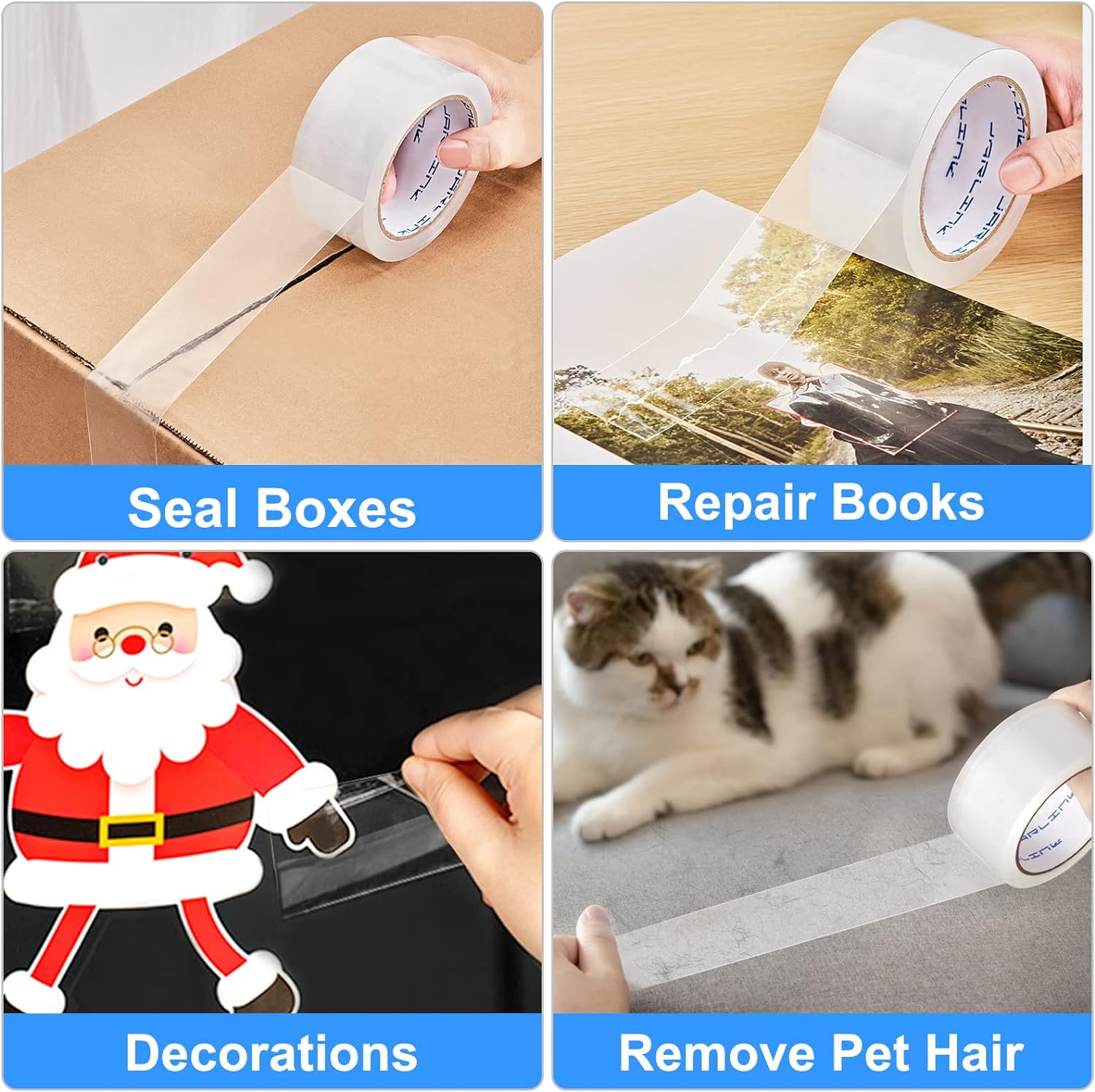 12 Rolls Clear Packing Tape, 2.7mil x 1.88in x 60yds Per Roll, Heavy Duty Packaging Tape for Shipping Packaging Moving Sealing 720 Total Yards