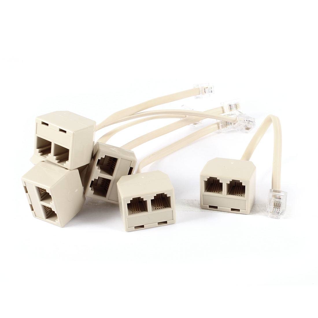 6 Pcs 6P4C RJ11 Male to Double Female M/F Splitter Telepone Connector ...