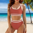 thumbnail image 2 of Tankini Swimsuits for Women High Waisted Bikini Sets Sporty 2Pcs Swimsuit Color Block High Cut Bathing Suits RD2 XL, 2 of 4