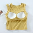 thumbnail image 5 of LYEAA Tank Tops for Women with Built in Bra Cropped Sleeveless Crew Neck Padded Basic Summer Casual Undershirt Solid Beach Fashion Pullover Vest Breathable Soft Loungewear Going Out Clothes Yellow XL, 5 of 5
