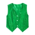 thumbnail image 3 of renvena Kids Boys Girls Sequins Vest Glittery Jacket Waistcost for Jazz Hip Hop Dance Age 7-15 Green 9-10, 3 of 7