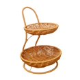 thumbnail image 2 of Cesta de frutas tejida de imitación de ratán, cesta para guardar aperitivos, decoración, organizador de almacenamiento que ahorra espacio para cocina Dos capas, 2 of 8