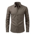 thumbnail image 2 of Men's Long Sleeve Button Down Shirts Lightweight Business Casual Tops Dressy Solid Work Tshirts with Pocket Coffee XXXL, 2 of 5