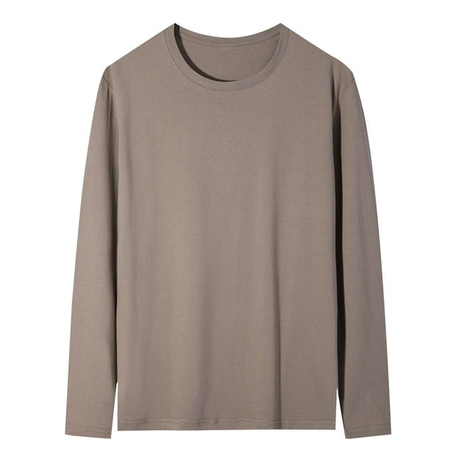 Viluyesy Chandail à Manches Longues pour Homme Col Ras du Cou Grande Taille Extensible Doux Léger Chandail à Enfiler T-Shirt Décontracté pour Homme pour l'Extérieur Chandail Mode Kaki 2TG