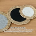 thumbnail image 3 of Matsuzay Tapete de redondo, posavasos, mantel Individual de aislamiento tejido de paja, decoración de escritorio de cocina de estilo nórdico de Mostrada línea gris claro 15cm Matsuzay HA083315-03, 3 of 6
