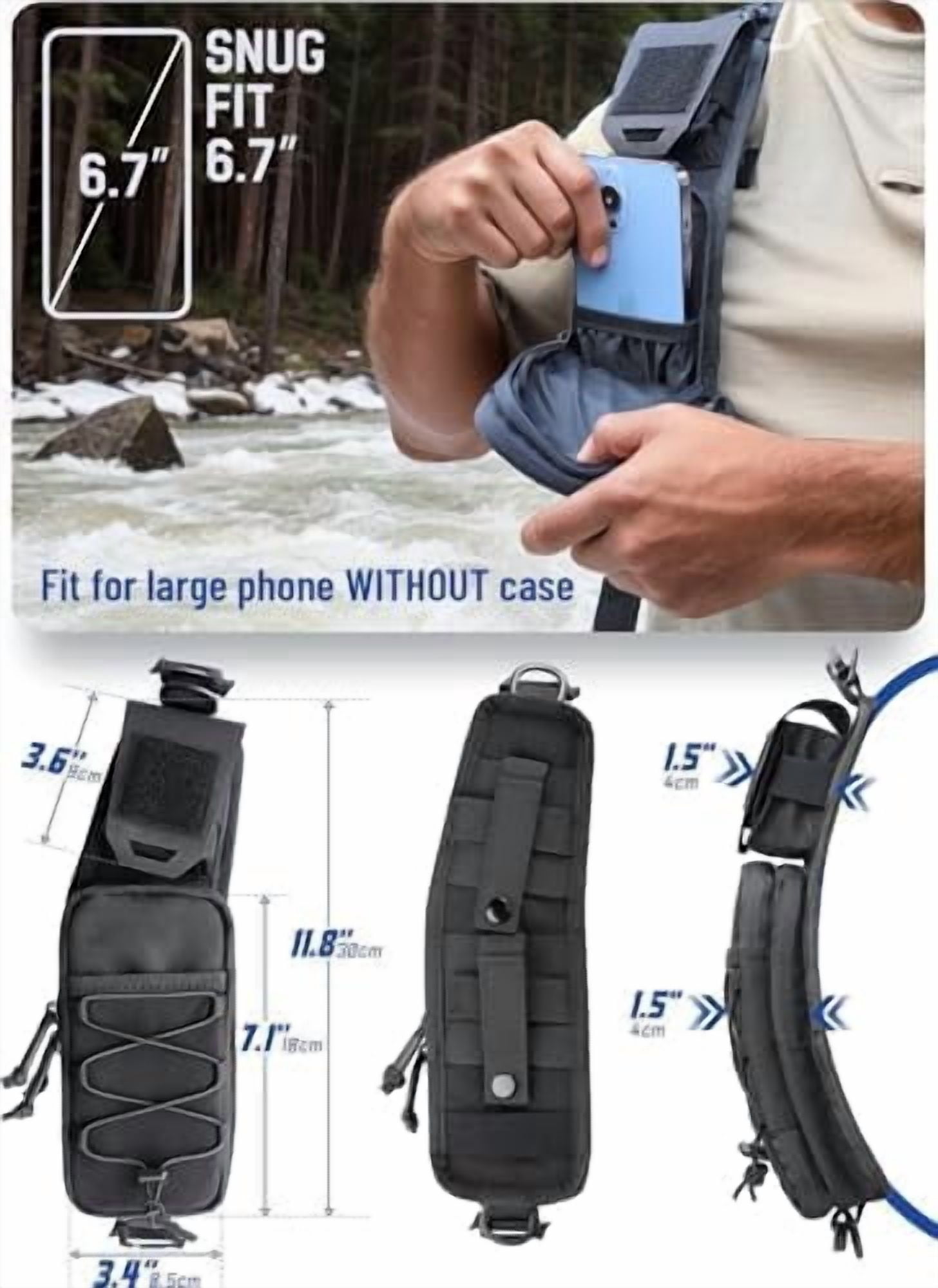 GOLRISEN Molle Backpack Accessories Pouch of Curve Design Version, Tactical Backpack Strap Pouch Hiking Backpack Attachment Pack
