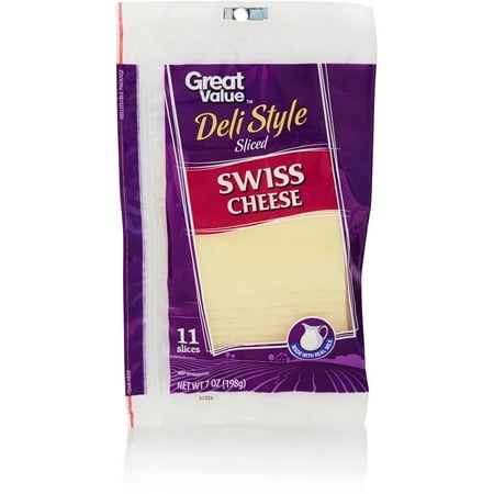 Great Value Sliced Swiss Cheese, 7 oz