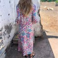 thumbnail image 4 of Ovzne Robes Grande Taille pour Femmes Rondes Robe Femme Été Aguichant Mode Imprimé Poche Manches 3/4 Col en V Robe Grande Taille Imprimée Liquidation, 4 of 4
