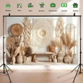 thumbnail image 4 of Interior Bohemian Room Wall Backdrop Pampas Grass Curtain Photography Background Boho Floral Wedding Family Baby Shower Party Decorations Banner Supplies Photo Booth Props, 4 of 5
