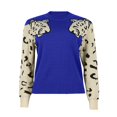 thumbnail image 5 of Print Patchwork Pullover Sweater for Women Fashion Casual Long Sleeve Crew Neck Soft Comfortable Knitwear Top Blue L, 5 of 6