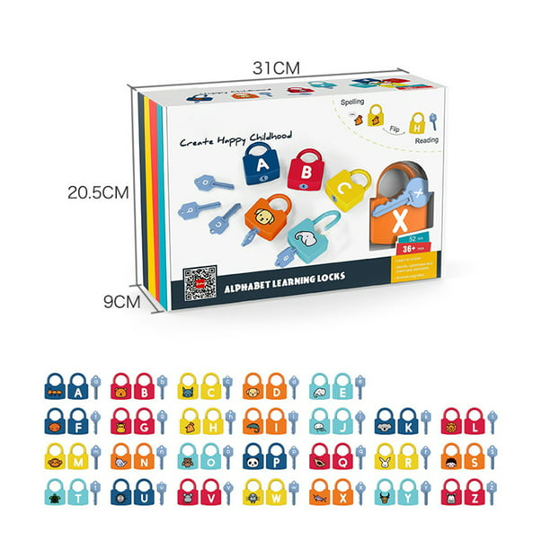 Children Intelligence Toys ABC Learning Locks Educational Alphabet Set with  26 Locks 26 Keys