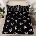 thumbnail image 2 of Feelyou Bow Butterfly Kid Bed Sheets, Black Pink Bowknot King Sheets, 4-Piece, 2 of 7