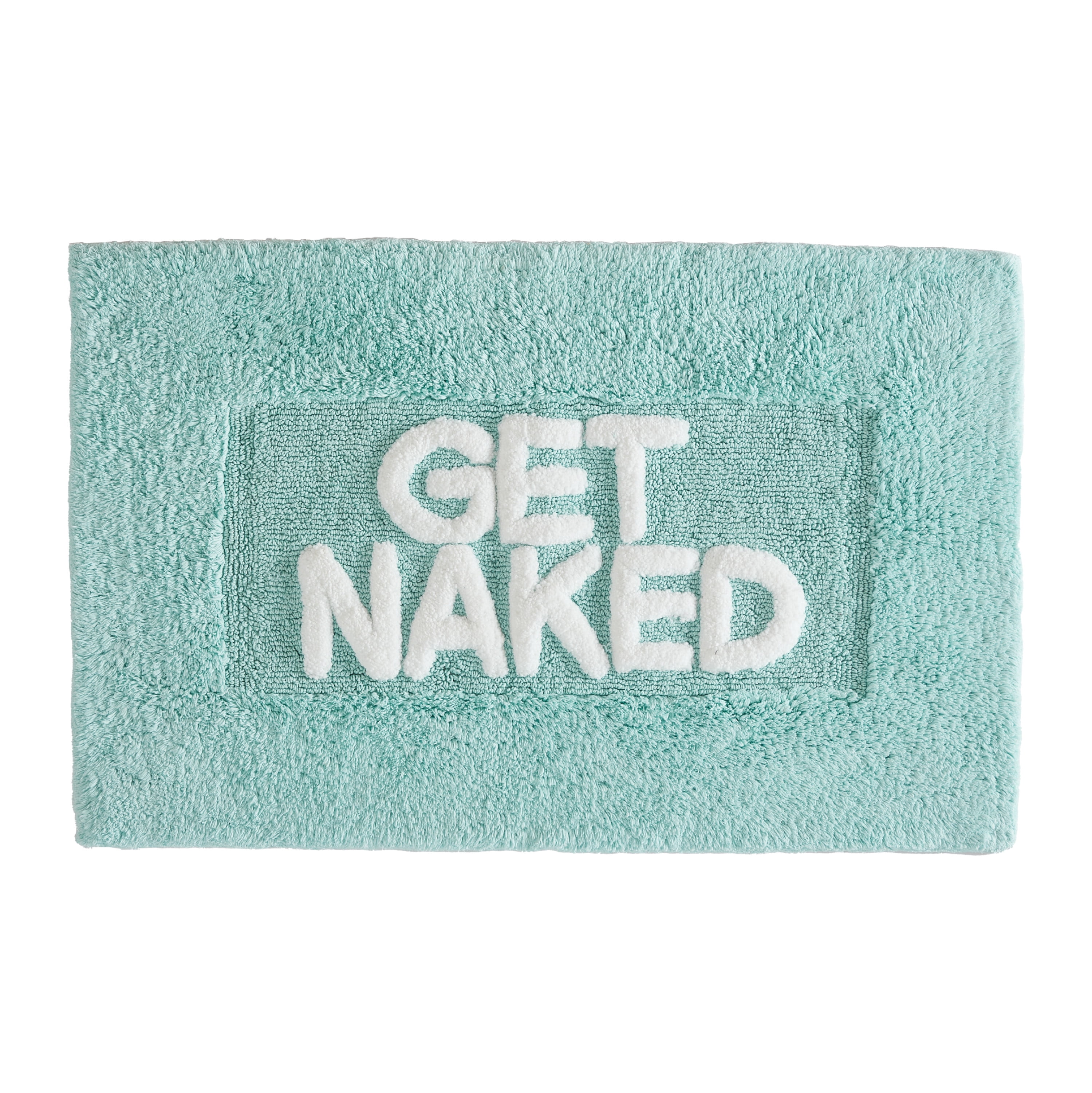 Jean Pierre "Get Naked" 21"x34" Cotton Bath Rug, Aqua