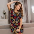 thumbnail image 3 of Fotbe Vintage Card Pattern Women's Cotton Nightgown Sleepwear Short Sleeves Shirt Casual Print Sleepdress, 3 of 6