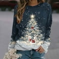 thumbnail image 2 of Feancey Womens Christmas Long Sleeve Shirt Novelty Xmas Tree Print Crewneck Sweatshirts Holiday Casual Lightweight Pullover Tops Multicolor XXL, 2 of 6