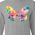 thumbnail image 4 of Inktastic Butterfly Shape with Colorful Flowers Long Sleeve T-Shirt, 4 of 5