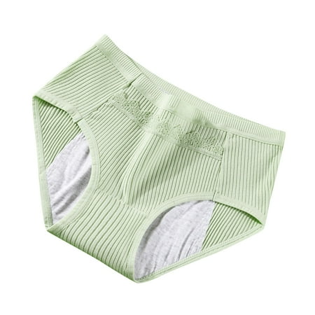 GA WEIHUA Savings Clearance 2061!Women Breathable Brief Casual Ribbed Underwear Low Rise Panty Comfort Everyday Wear Bottoms Cute Lace Underpant(Green L)