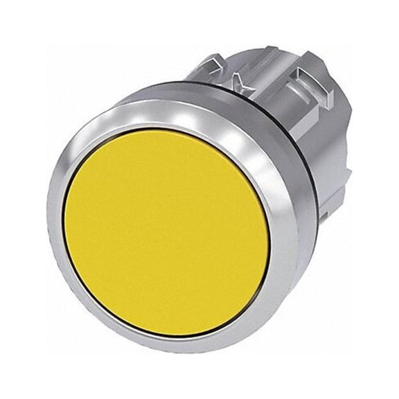 Siemens Flush Push Button,Yellow,Non-Illum,22mm 3SU1050-0AB30-0AA0