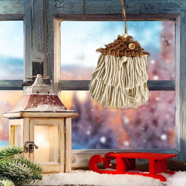 Xihbxyly Colgante de Pared Navideño Bohemio, Colgante de Papá Noel Tejido a Mano En Macramé con Borlas de Cuentas de Madera, Acogedora Decoración Invernal, Versátil para Puertas y Ventanas, Ideal par