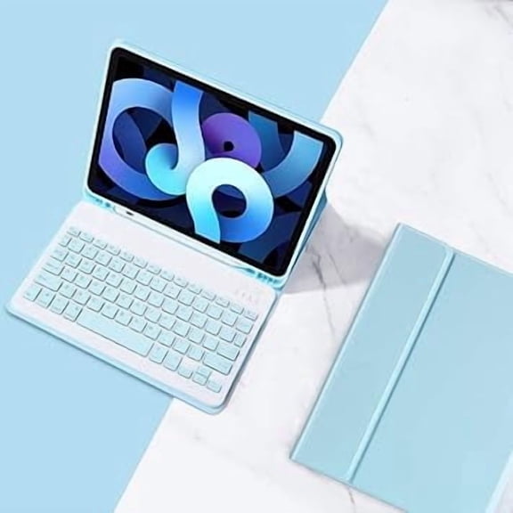 Cute Detachable Bluetooth Keyboard Case Skyblue for iPad Air 13 inch & iPad Pro 12.9 inch