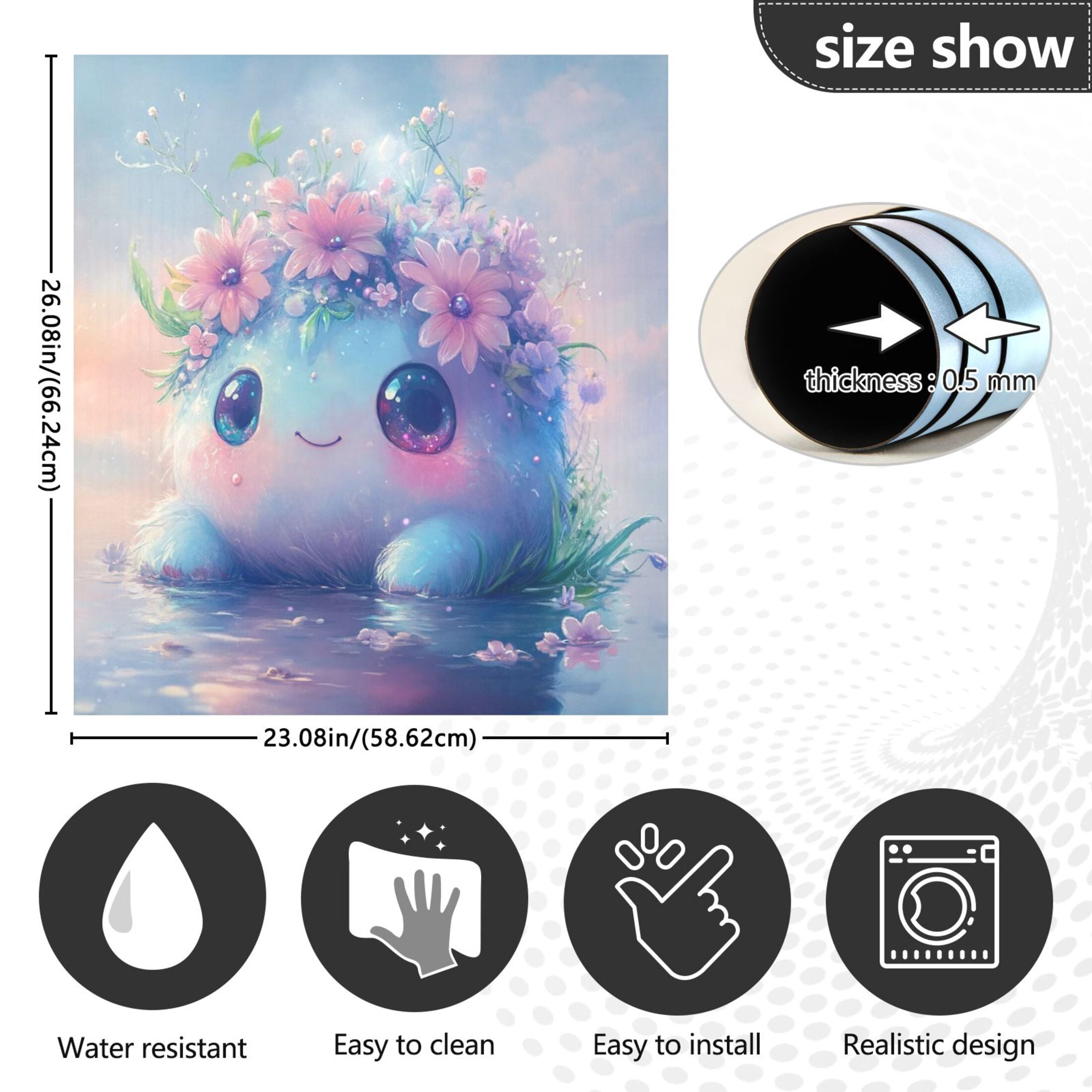Dishwasher Magnetic Sticker 23x26 Inch Refrigerator Magnetic Sticker Washing Machine Magnetic Sticker Kitchen Panel Magnetic Sticker Home Decor Little Blue Monster