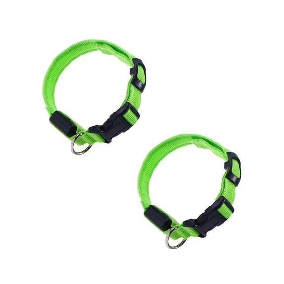 QUTETN 2pcs LED Dog Collar Battery Operated Glowing Pet Dog Collar Light Flashing Light Up Dog Necklace for Dogs Night Walking Safety Size XS (Green)