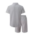 thumbnail image 3 of VBTAPA Men's 2 Piece Summer Outfits Casual Beach Suit Breathable Comfy Cotton Linen Shirts and Shorts Set Solid Color Matching Lounge Sets Dark Gray XXXL, 3 of 9