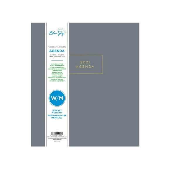 Blue Sky Cool Grey Large Weekly/Monthly Planner for 2021