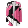 thumbnail image 4 of Womens Open Front Cardigan Shirts with Pocket Long Sleeve Lightweight Coat Loose Comfort Casual Tops Outwear Hot Pink, 2XL, 4 of 5