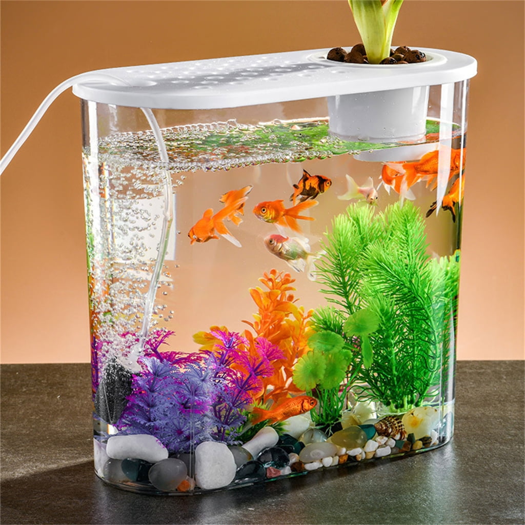 FishTank Hydroponics Desktop Plant Terrarium Desktop Clear Table Fish Bowl Desktop Aquarium Aquaponic Planter Tanks