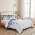 thumbnail image 5 of Twin XL Quilt Set 68''x98'', Blue Eucalyptus Leaves Lightweight Summer Bedspread Coverlet Set with 2 Pillow Shams, Summer Botanical Weeping Breathable All Season Quilt Bedding for Dorm/Guest Room, 5 of 9