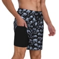 thumbnail image 2 of Naloa Gothic Skull Print Men Swim Trunks with Compression Liner ,Board Shorts,Men's Swim Shorts with Drawstring and Elastic Waistband-Large, 2 of 6