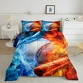 thumbnail image 2 of Ice Fire Baseball Twin Bedding Set,Sports Themed Comforter Set Baseball Decor for Room,Ball Games Quilt Bed Set Blue and Red Bed Comforter Set with 1 Pillowcase, 2 of 6