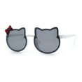 thumbnail image 5 of Kids Size Girls Cute Bow Tie Kitty Ear Rimless Plastic Sunglasses White - Black, 5 of 7