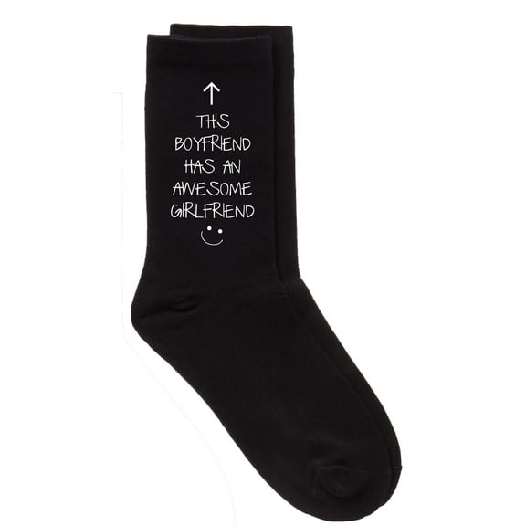 This Boyfriend Has An Awesome Girlfriend Black Calf Socks Birthday Christmas Present Valentines Husband Boyfriend