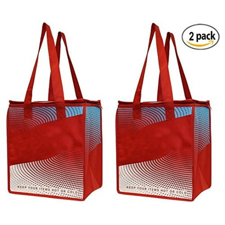 2 Piece Earthwise Insulated Grocery Bag - KEEPS FOOD HOT OR COLD FREE (Best Insulated Lunch Box Hot Food)