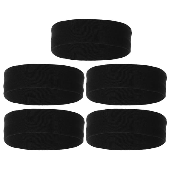 FOMIYES Black Youth Sweatbands High Absorption Poly Fiber for Sports 5Pcs
