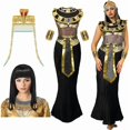 thumbnail image 1 of wonima44 Unittype 3 Pcs Halloween Cleopatra Costume for Women Include Egyptian Queen Headpiece Braided Wig Egypt Dress, 1 of 1
