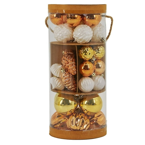 Miluhome 50pcs Fall Christmas Ornaments Luxury Gold Shatterproof Hanging Balls Assorted Xmas Tree Decorations