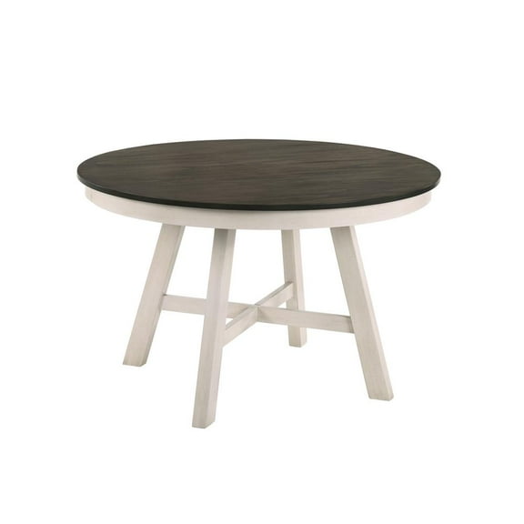 New Classic Furniture Maisie Solid Wood Round Dining Table in White/Brown
