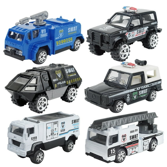 HJJLRH 6Pcs Diecast Special Polices Fire Truck Sliding Car Model Kids Toy Gift Car, Alloy Metal Fire Engine Models Car Toys for Kids Boys Girls Birthday Christmas Party Favors