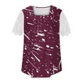 thumbnail image 4 of LYXSSBYX Womens T Shirts Graphic Tees Trendy Women's Fall and Summer Sexy Short Sleeved Neck Printed Color Lace Patchwork Fold T-Shirt Top Blouse, 4 of 5