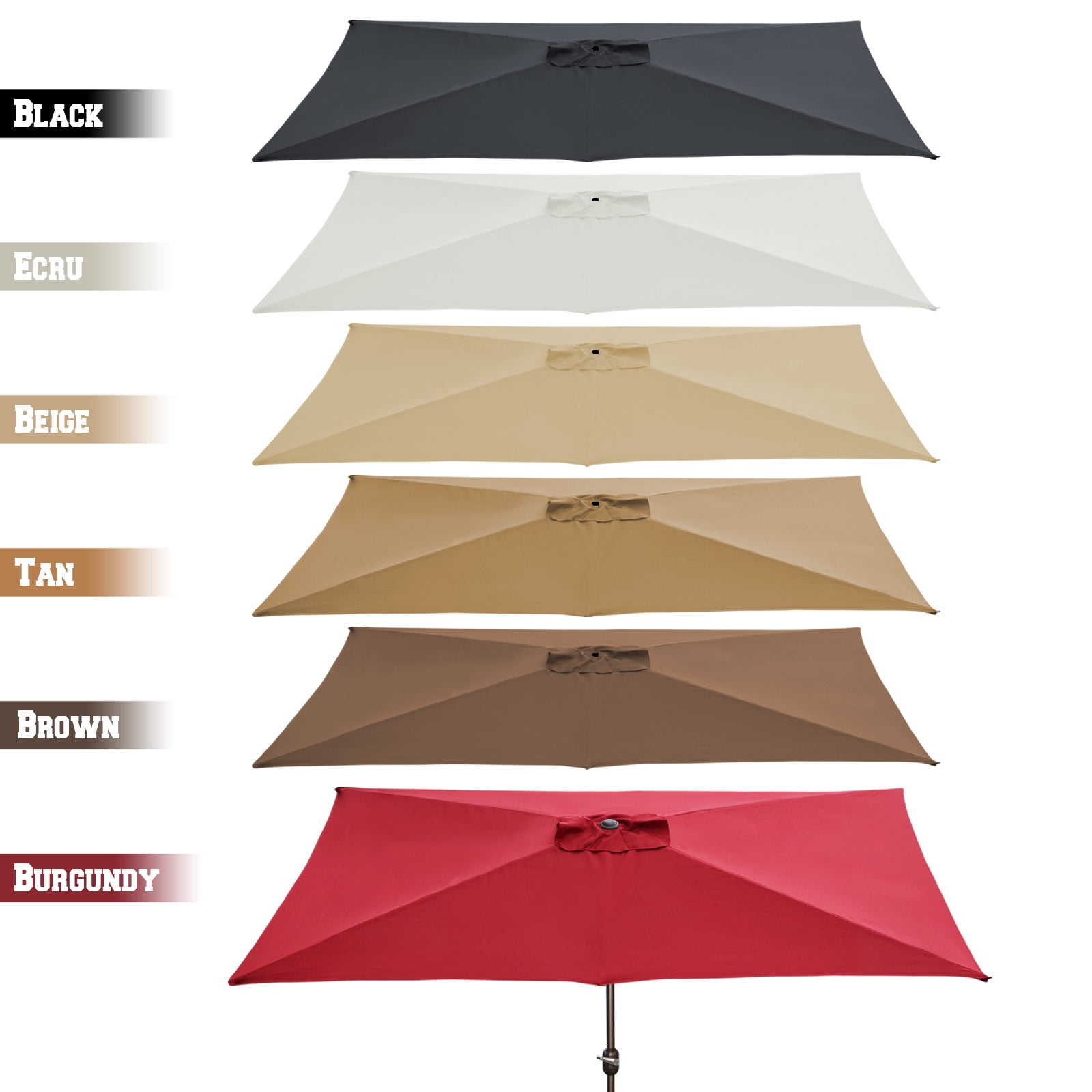 Sunrise10 x 6.5ft 6 Ribs Outdoor, Patio Rectangle Parasol Umbrella Cover Canopy, Replacement Cover Top, Taupe (Cover Only, Umbrella Frame not Included)