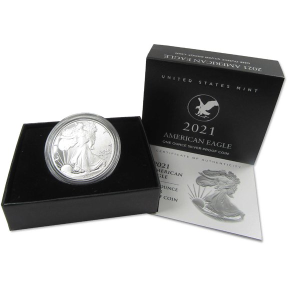 2021 W Type 2 American Silver Eagle Proof Bullion $1 Coin OGP COA